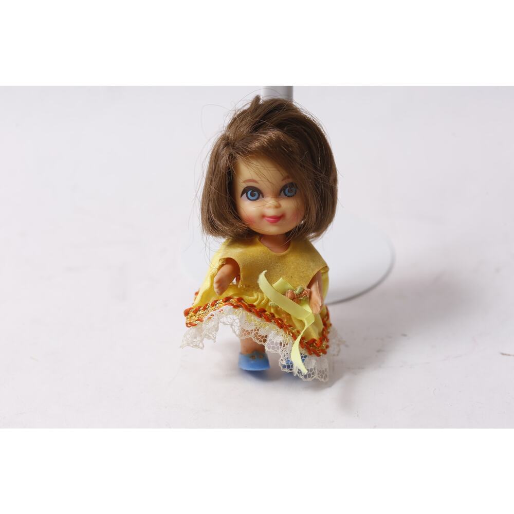 1960s Mattel Liddle Kiddles Mini Doll Yellow Dress Blue Shoes ~ 260423-WH 1088